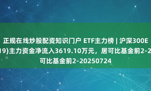正规在线炒股配资知识门户 ETF主力榜 | 沪深300ETF(159919)主力资金净流入3619.10万元，居可比基金前2-20250724