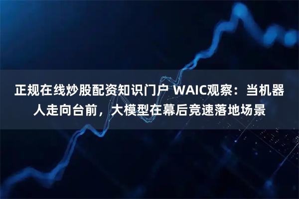 正规在线炒股配资知识门户 WAIC观察：当机器人走向台前，大模型在幕后竞速落地场景