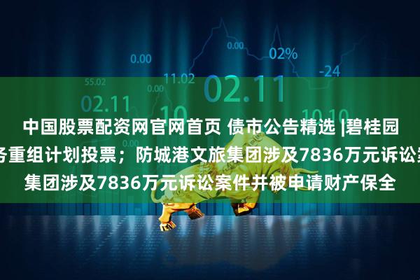 中国股票配资网官网首页 债市公告精选 |碧桂园将于11月举行境外债务重组计划投票;防城港文旅集团涉及7836万元诉讼案件并被申请财产保全